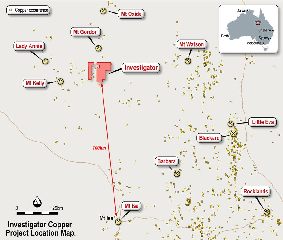 Figure 1: Investigator Copper Project Location Map