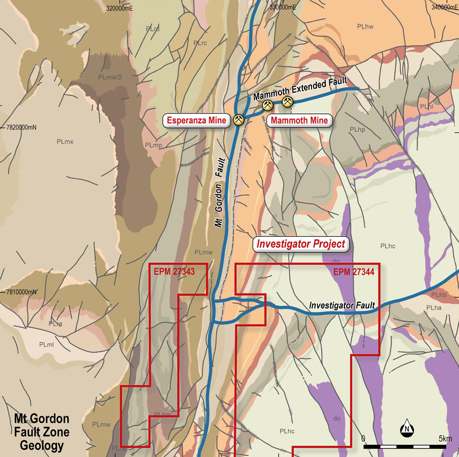 Figure 2: Mt Gordon Fault Zone Geology